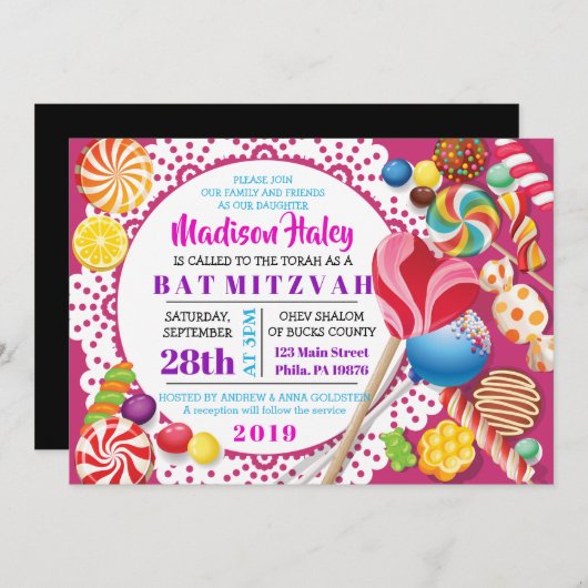 SNOEP STORE Bat Mitzvah Uitnodiging (Voorkant / Achterkant)