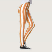Snoep Stripe Art Sinaasappel en Wit Verticaal Gest Leggings (Rechts)