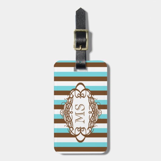 Snoep stripe  monogram bagagelabel (Voorkant verticaal)
