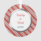 Snoep Stripes First Kerstfoto Template Ornament (achterkant)