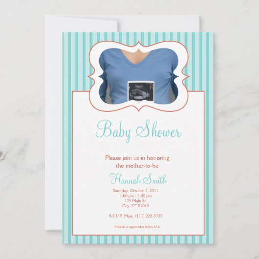 Snoep Stripes - Foto Baby shower TR Kaart (Voorkant)