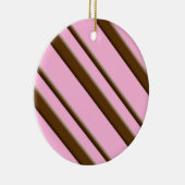 Snoep Stripes, roze en chocoladebruin Keramisch Ornament (Rechts)
