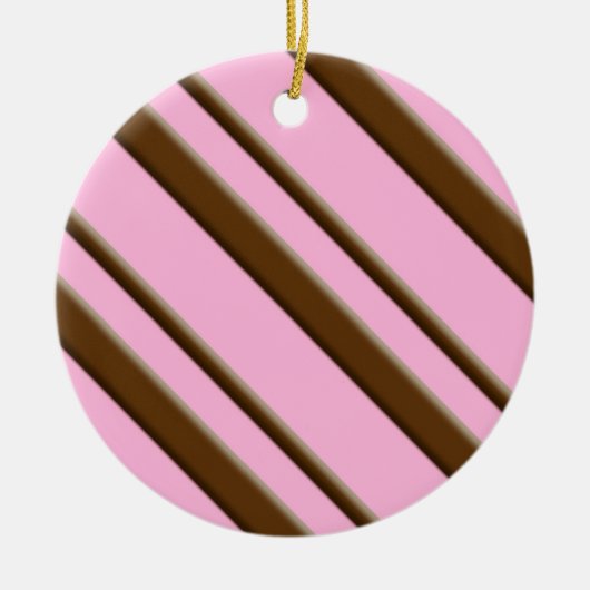 Snoep Stripes, roze en chocoladebruin Keramisch Ornament (Voorkant)