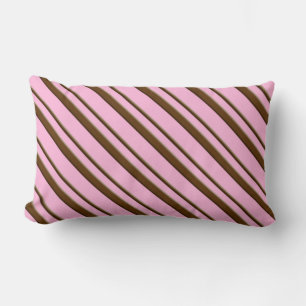 Snoep Stripes, roze en chocoladebruin Kussen