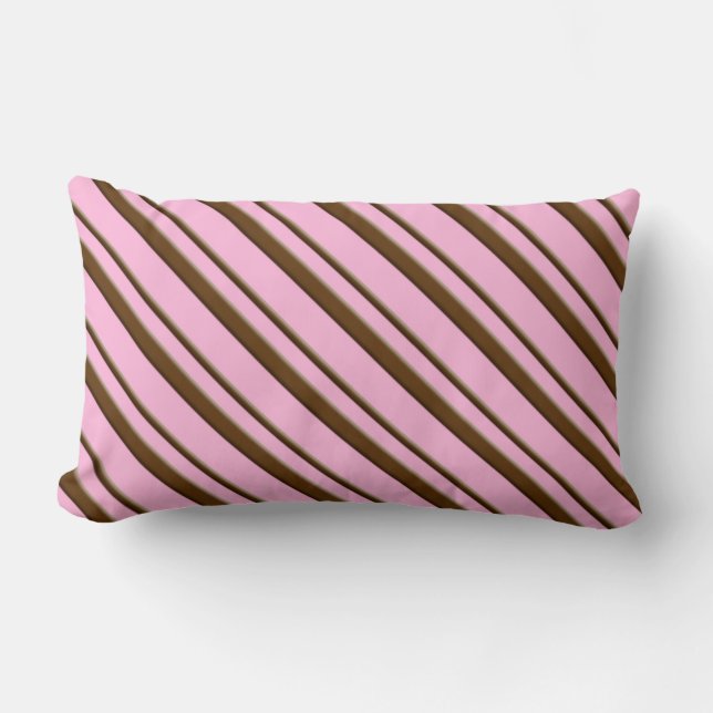Snoep Stripes, roze en chocoladebruin Kussen (Voorkant)