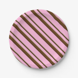 Snoep Stripes, roze en chocoladebruin Papieren Bordje