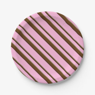 Snoep Stripes, roze en chocoladebruin Papieren Bordje