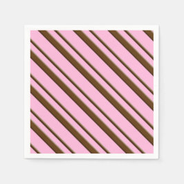 Snoep Stripes, roze en chocoladebruin Servetten
