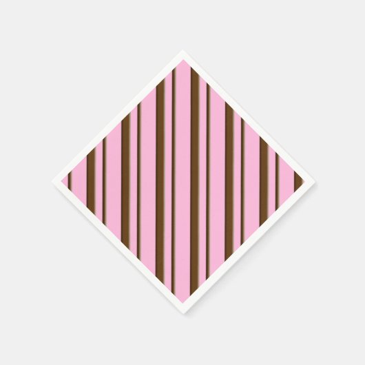 Snoep Stripes, roze en chocoladebruin Servetten (Hoek)
