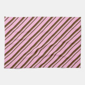 Snoep Stripes, roze en chocoladebruin Theedoek (Horizontaal)