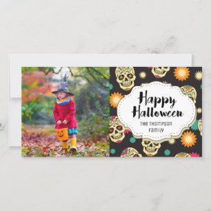Snoep Sugar Skulls Halloween Afbeelding Fotokaart Feestdagenkaart