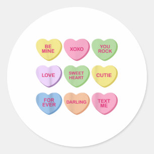 Snoep Sweet Conversation Hearts Valentijnsdag Wom Ronde Sticker