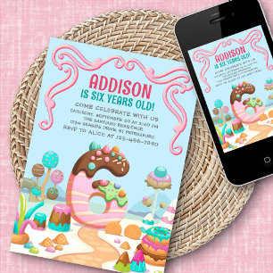 Snoep Sweet Girl's Candyland 6e Verjaardag Kaart