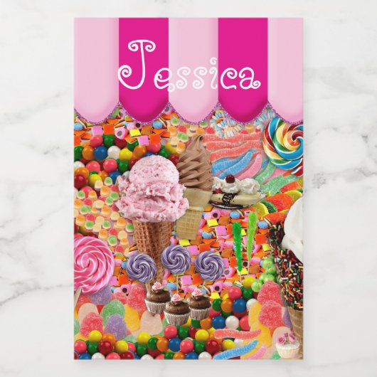 Snoep Sweet Sixteen Ice Cream Monogram Voedselcontainer Etiket (Enkel label)