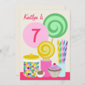 Snoep & Sweets Birthday Party Invitation Kaart (Voorkant / Achterkant)
