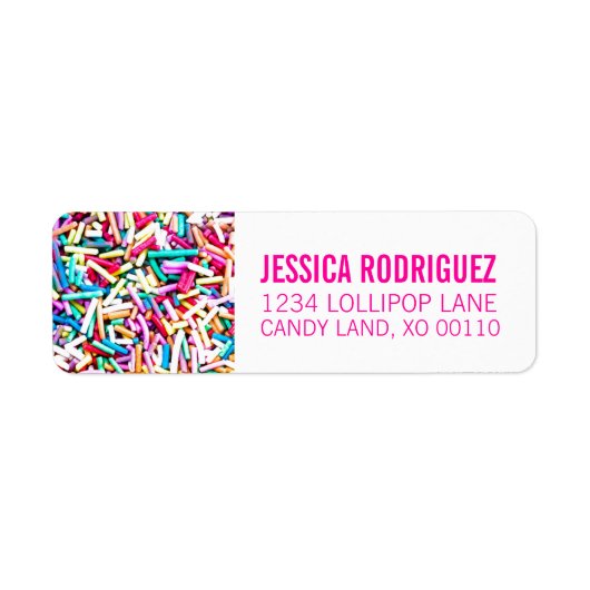 Snoep Thema RETOURADRES LABEL Sprinkles (Voorkant)