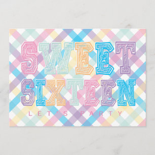 Snoep Thema Sweet Sixteen Roze Paars Blauw Kaart