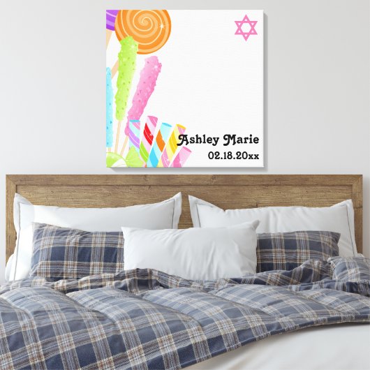 Snoep thema vleermuis mitswa inloggen canvas afdruk (Insitu (Slaapkamer))