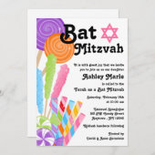 Snoep Theme Bat Mitzvah Kaart (Voorkant / Achterkant)