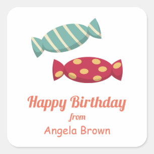 Snoep/Toffee Birthday Goodies Vierkante Sticker