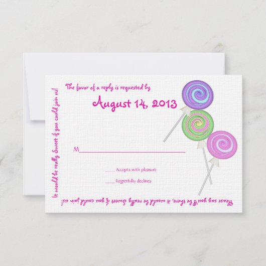 Snoep Treasures Message Text Response Kaart (Voorkant)