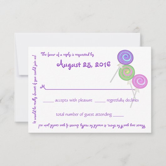 Snoep Treasures Message Text Response Kaart (Voorkant)