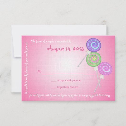 Snoep Treasures Message Text Response Kaart (Voorkant)