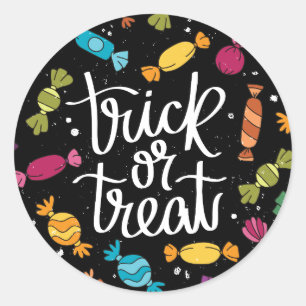 Snoep Trick or treat Halloween Ronde Sticker