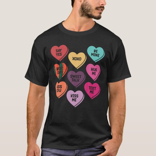 Snoep Valentijn dag harten Mannen Vrouwen Leraren  T-shirt (Voorkant)