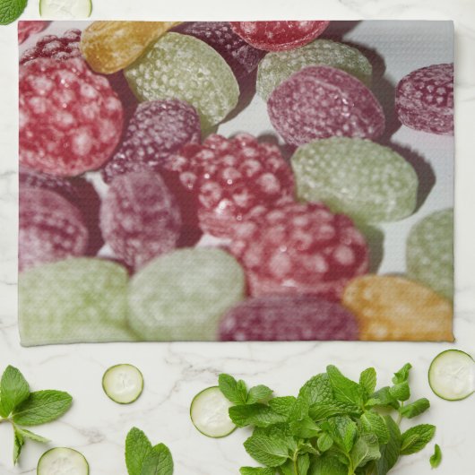 Snoep van harde vruchten, gemorst, van pot - Keuke Theedoek (Gevouwen)