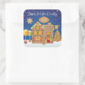 Snoep van Monogram Gingerbrood House Kerstkoekjes Vierkante Sticker (Tas)