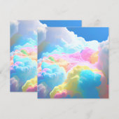 Snoep van regenboogkatoen, klassieke wolken kaart (Voorkant / Achterkant)