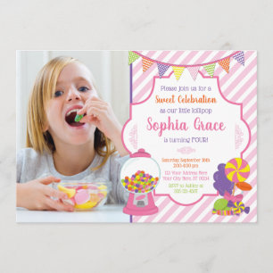 Snoep verjaardagsuitnodigingen Sweet Shoppe Part Kaart