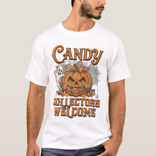 Snoep Verzamelaars Welkom Pompoen Geest Spinnenweb T-shirt