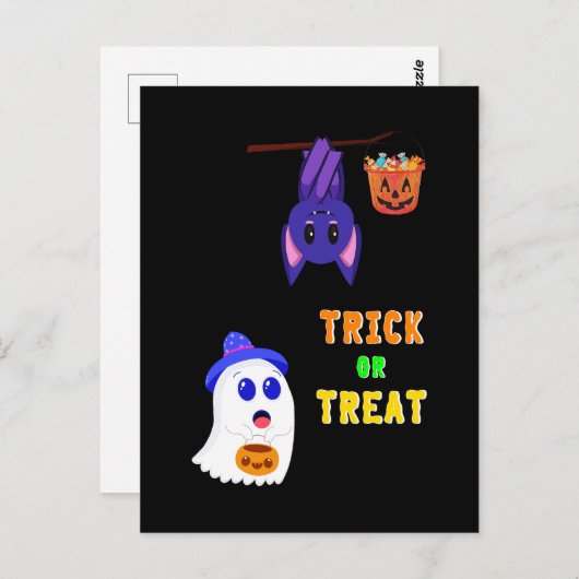 Snoep vleermuizen Trick Or Treat 31 oktober UK Hal Briefkaart (Voorkant / Achterkant)