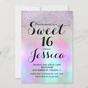Snoep Vloeibare kiezelsteen Glitter Sweet 16 Kaart