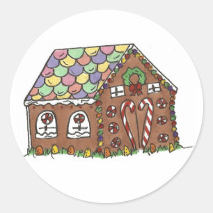 Snoep voor kerstfeestdagen in het gedecormeerde on ronde sticker