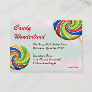 Snoep Wonderland Custom logo Prom Toegangsticket Visitekaartje