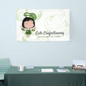 Snoepgoed Baker groen meisje Cartoon Spandoek (Beurs)