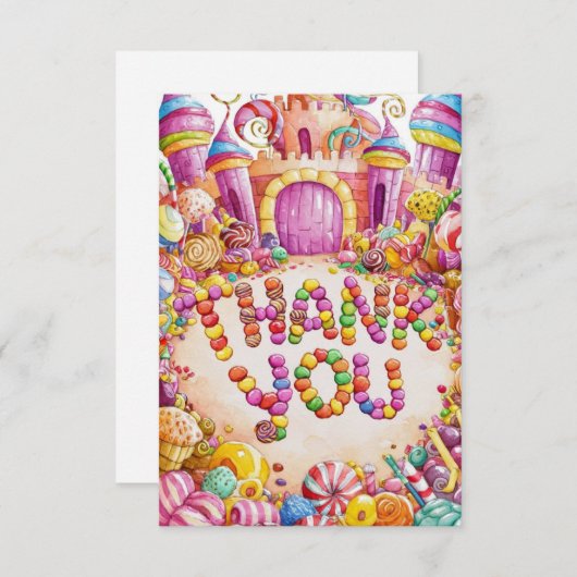 Snoepjes Candyland bedankkaart (Voorkant / Achterkant)