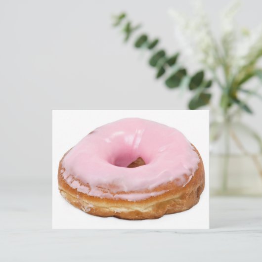 Snoepjes Dessert Eten Roze Frosted Donut Briefkaart (Staand voorkant)