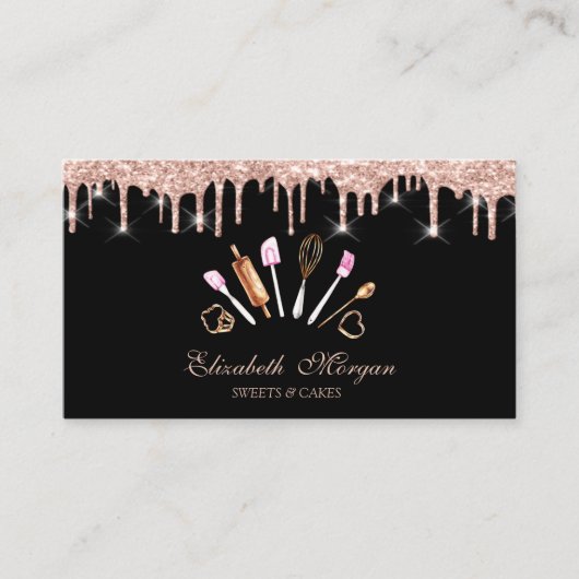 Snoepjes, Roos Goud Druppels Bakkerij Gereedschap  Visitekaartje (Voorkant)
