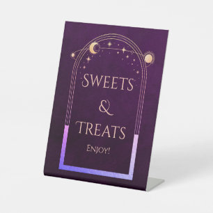 Snoepjes & Treats Mystieke Plum Zon Maan Sterren Reclamebord Met Voetstuk