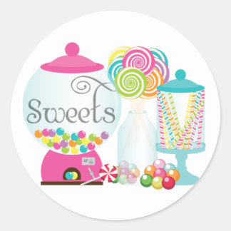 Snoepjes voor Dessert Tafel Treats Bubblegum Regen Ronde Sticker