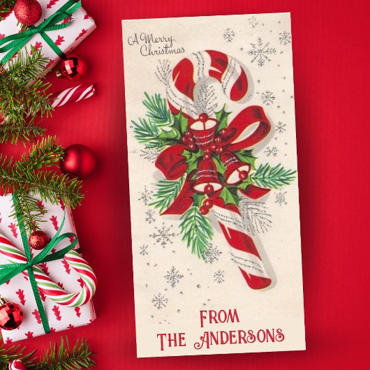  snoepriet en klokken aangepaste kerst feestdagenkaart