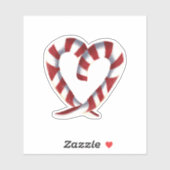 Snoepriet gestreept hart sticker (Vel)