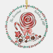 Snoepriet lolly's chocolade kerstversiering keramisch ornament (Voorkant)