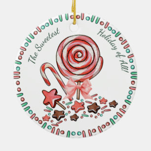 Snoepriet lolly's chocolade kerstversiering keramisch ornament