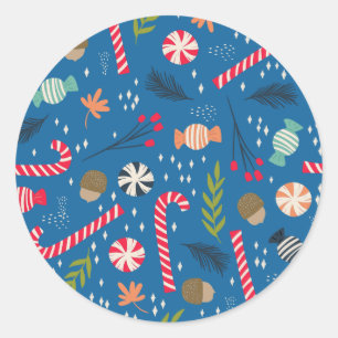 snoepsuikerriet en gevlekt kerstSnoep Ronde Sticker