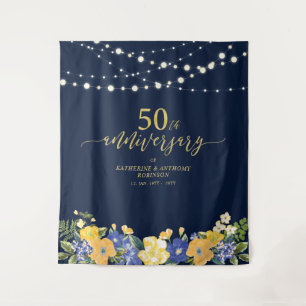 Snoerlampjes & Bloemen 50ste Huwelijksverjaardag T Wandkleed